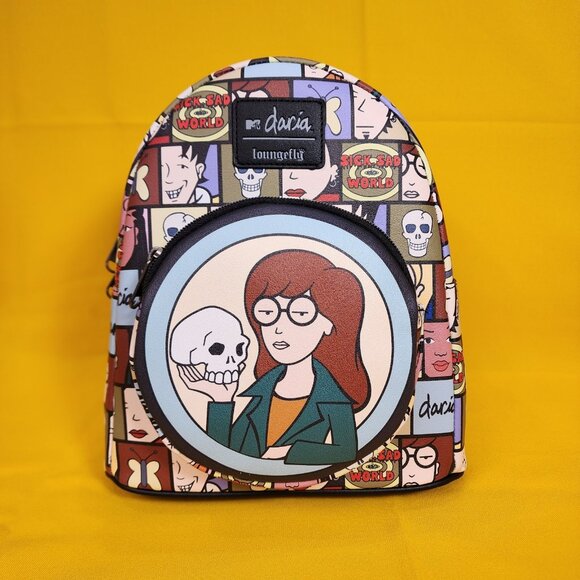 Loungefly Daria Grid Skull MTV Soft Tag 90s Cartoon Mini Backpack NEW - Picture 10 of 10